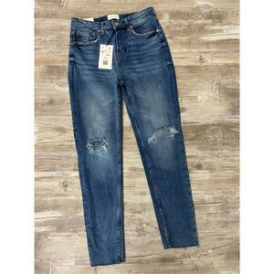 Muselooks High Rise Ripped Skinny Jeans Raw Hem Stretch Women’s Size 11